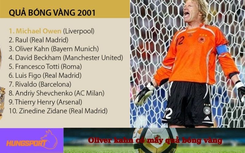 Oliver Kahn có mấy quả bóng vàng năm 2001